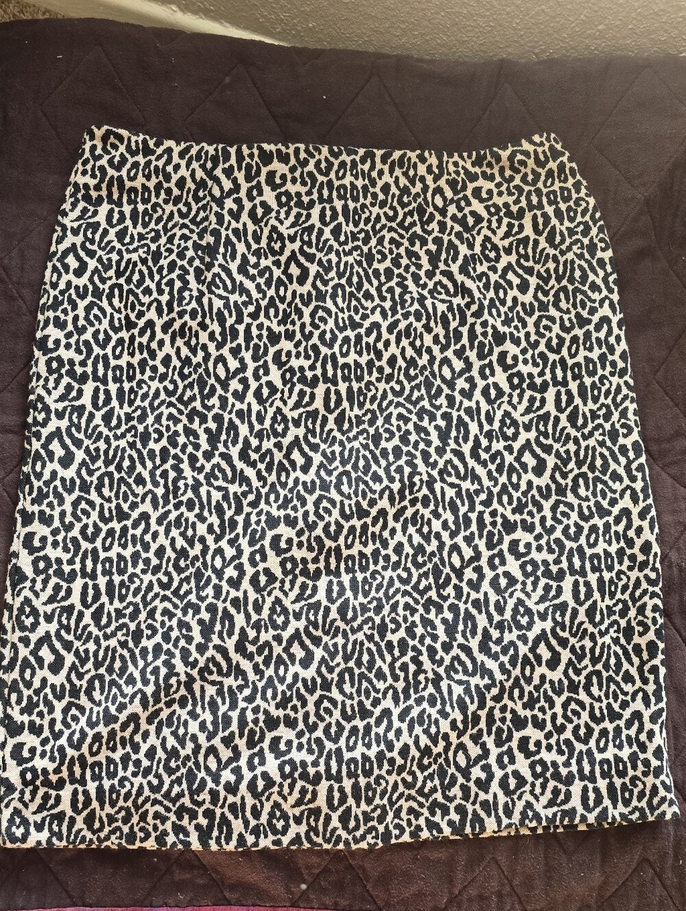 Leopard Print Pencil Skirt - Black and Cream